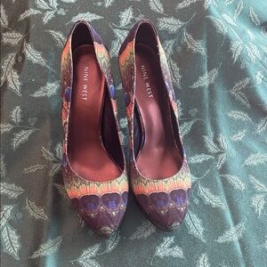 Nine West Vintage Colorful Patterned Platform Heels